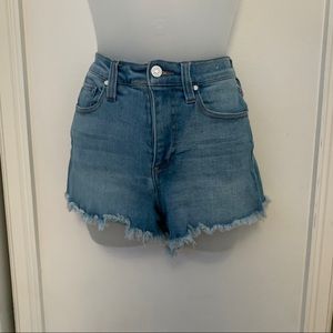 celebrity pink distressed denim shorts